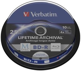 Płyty BD-R Verbatim M-Disc 25 GB 4x Print Cake 10 Verbatim