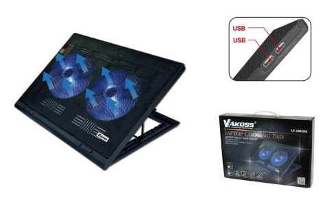 Podstawka chłodząca pod notebooka VAKOSS max 17" LF-2463UK czarna Vakoss Podstawka chłodząca pod notebooka VAKOSS max 17" LF-2463UK czarna Vakoss