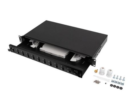 Przełącznica światłowodowa Lanberg 12xSC Duplex / 12xLC Quad Rack 19" 1U Czarna + akcesoria LANBERG Przełącznica światłowodowa Lanberg 12xSC Duplex / 12xLC Quad Rack 19" 1U Czarna + akcesoria LANBERG
