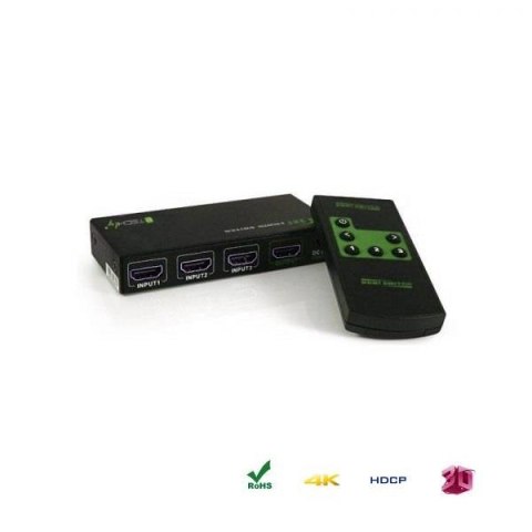 Przełącznik Techly HDMI 3/1 z pilotem, 4K2K UHD 3D, czarny Techly