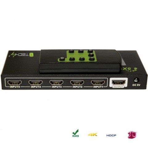 Przełącznik Techly HDMI 5/1 z pilotem, 4K2K 3D, czarny Techly