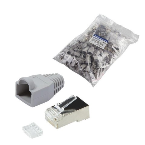 Wtyk RJ45 CAT.6 FTP LogiLink MP0021 z osłonką, szary 100szt LogiLink