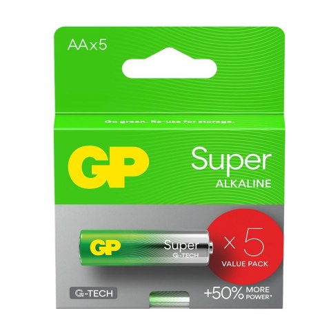 Bateria alkaliczna AA / LR6 GP Super Alkaline G-TECH - 5 sztuk GP Bateria alkaliczna AA / LR6 GP Super Alkaline G-TECH - 5 sztuk GP