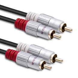 Kabel Qoltec 2xRCA męski / 2xRCA męski | 3m | Czarny Qoltec