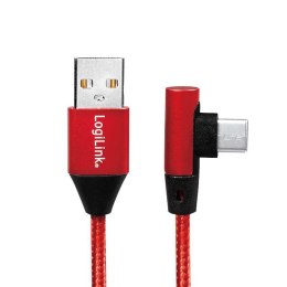 Kabel USB 2.0 LogiLink CU0146 USB A - USB-C, M/M, kątowy, czerwony, 1m LogiLink