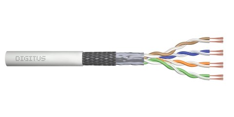Kabel teleinformatyczny patchcordowy DIGITUS kat.5e, SF/UTP, linka, AWG 26/7, PVC, 100m, szary, karton Digitus