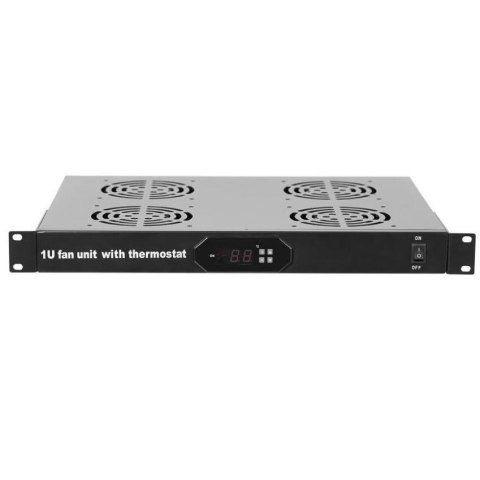 Panel wentylacyjny Netrack 19" 4F z przewodem i termostatem, czarny NETRACK