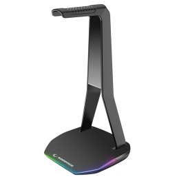 Stojak na słuchawki Rampage TowerT14 gamingowy RGB + HUB 2x USB-A, USB-C, czarny Rampage