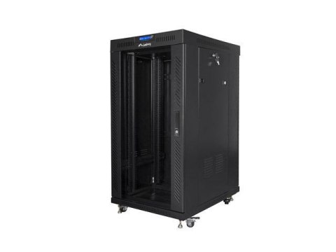 Szafa instalacyjna Rack stojąca 19" 22U 600x600 czarna drzwi szklane LCD Lanberg (flat pack) LANBERG Szafa instalacyjna Rack stojąca 19" 22U 600x600 czarna drzwi szklane LCD Lanberg (flat pack) LANBERG
